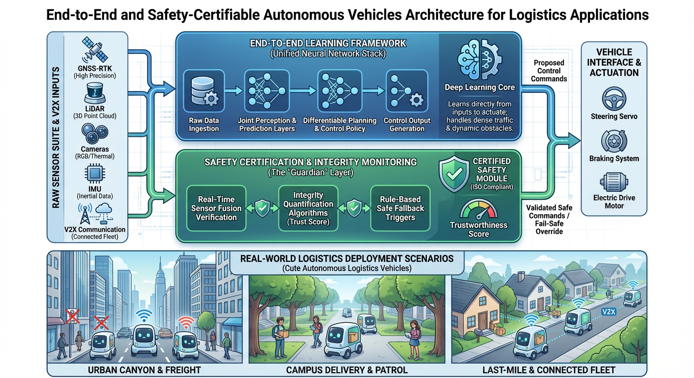 End-to-End and Safety-Certifiable Autonomous Vehicles for Logistics